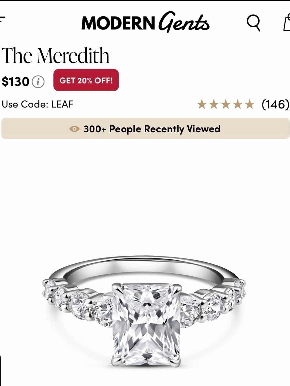 Modern Gents Meredith & Gwen Simulated Diamond Ring Set - Picture 2 of 7